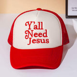 YALL NEED JESUS Message Embroidered Mesh Back Trucker Hat - Madeline Love - Flyclothing LLC