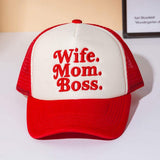 WIFE MOM BOSS Message Embroidered Trucker Hat - Madeline Love - Flyclothing LLC