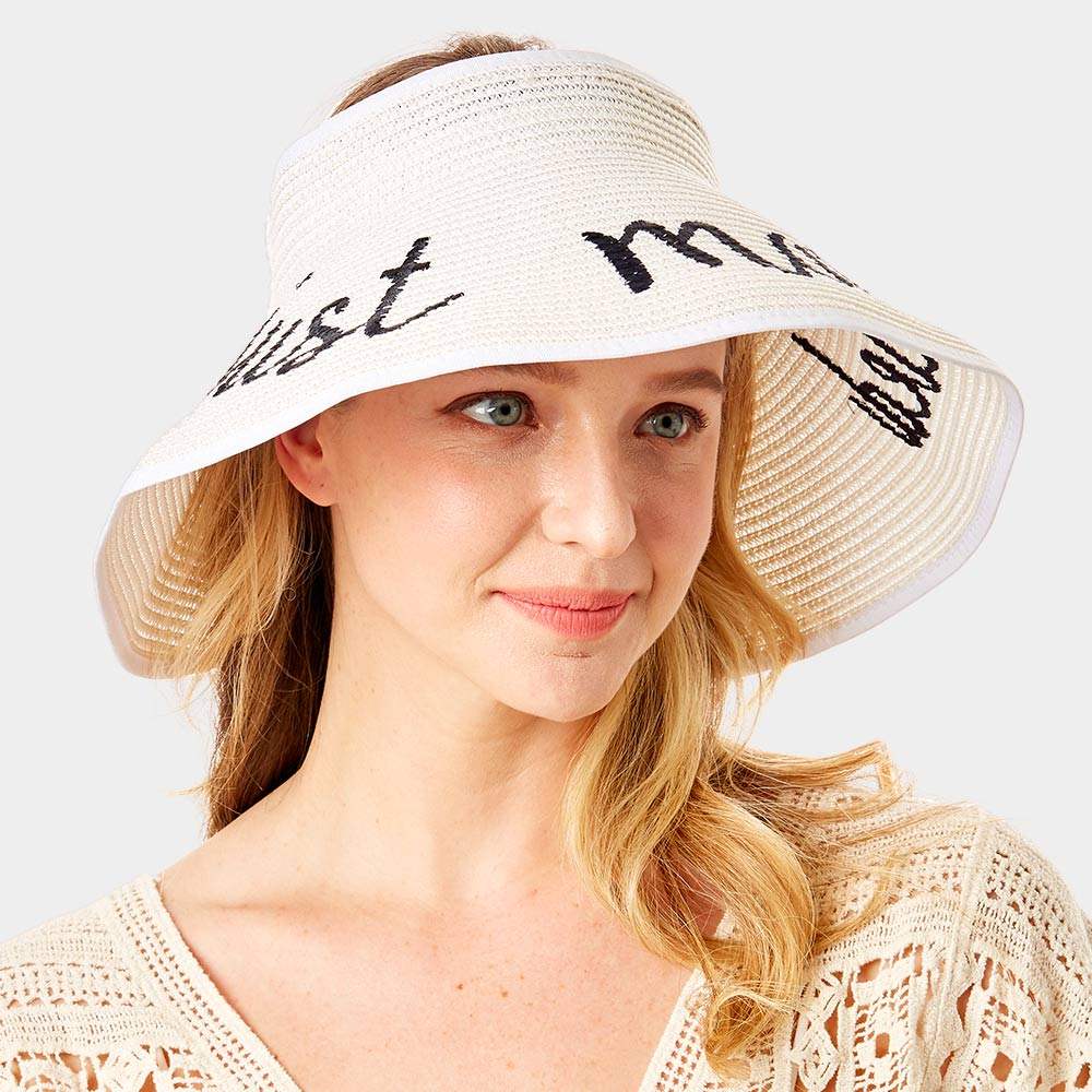 just married Message Roll Up Foldable Visor Sun Hat - Madeline Love - Flyclothing LLC