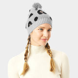 Soft Fuzzy Leopard Print Beanie Hat With Pom Pom - Madeline Love - Flyclothing LLC
