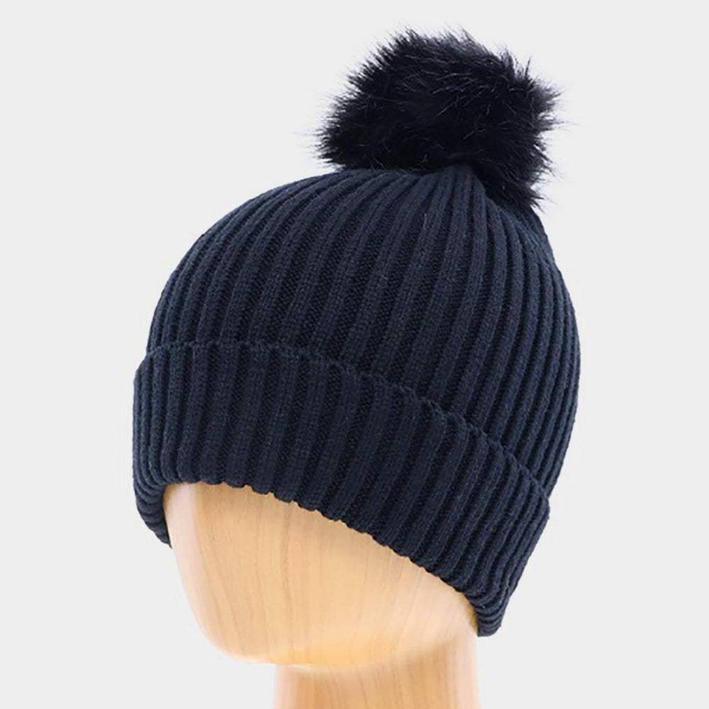 Soft Knit Faux Pom Pom Beanie Hat - Madeline Love - Flyclothing LLC