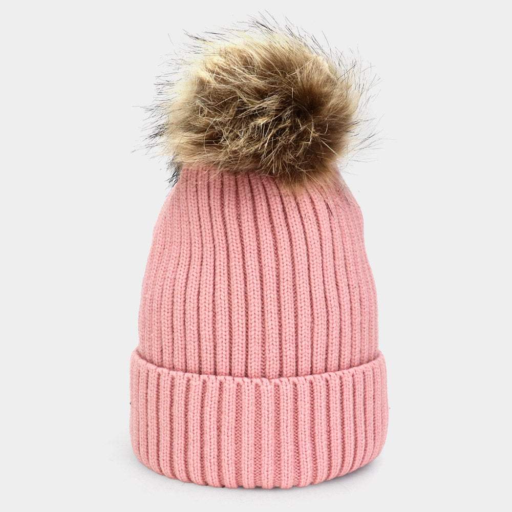 Soft Knit Faux Pom Pom Beanie Hat - Madeline Love - Flyclothing LLC