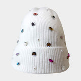 Pearl Jewel Embellished Fleece Lining Knit Beanie Hat - Madeline Love - Flyclothing LLC