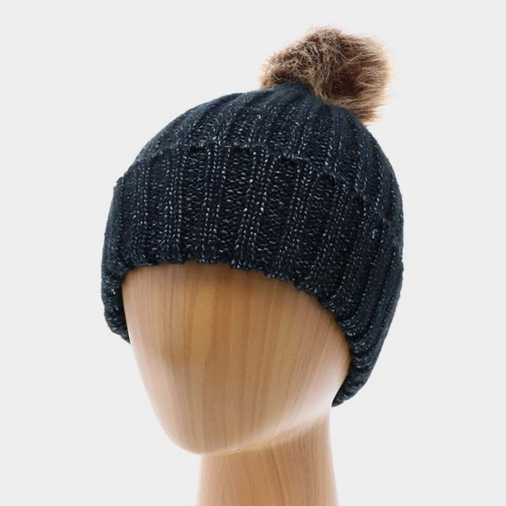 Soft Knit Faux Pom Pom Beanie Hat - Madeline Love - Flyclothing LLC