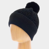 Solid Knit Faux Fur Pom Pom Beanie Hat - Madeline Love - Flyclothing LLC