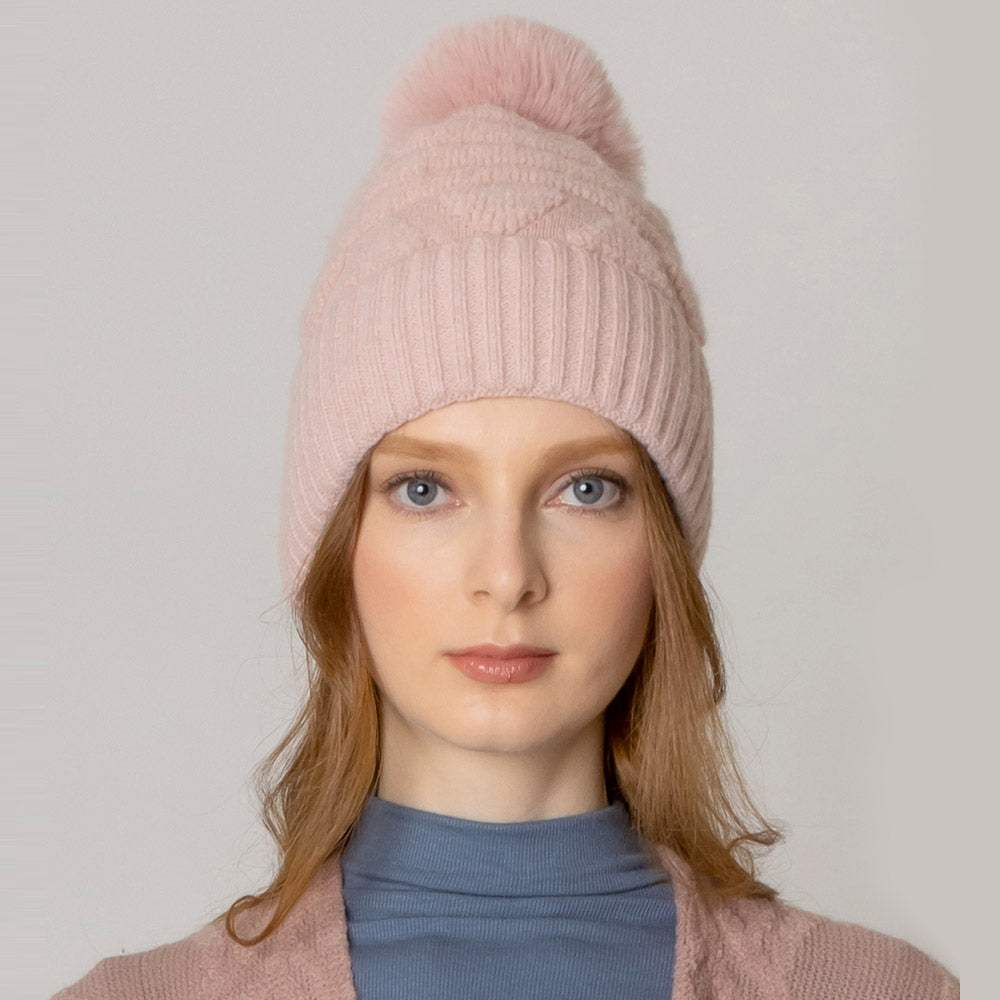 Pom Pom Furry Beanie Hat - Madeline Love - Flyclothing LLC