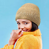 Fleece Lining Rhinestone Embellished Beanie Hat - Madeline Love - Flyclothing LLC
