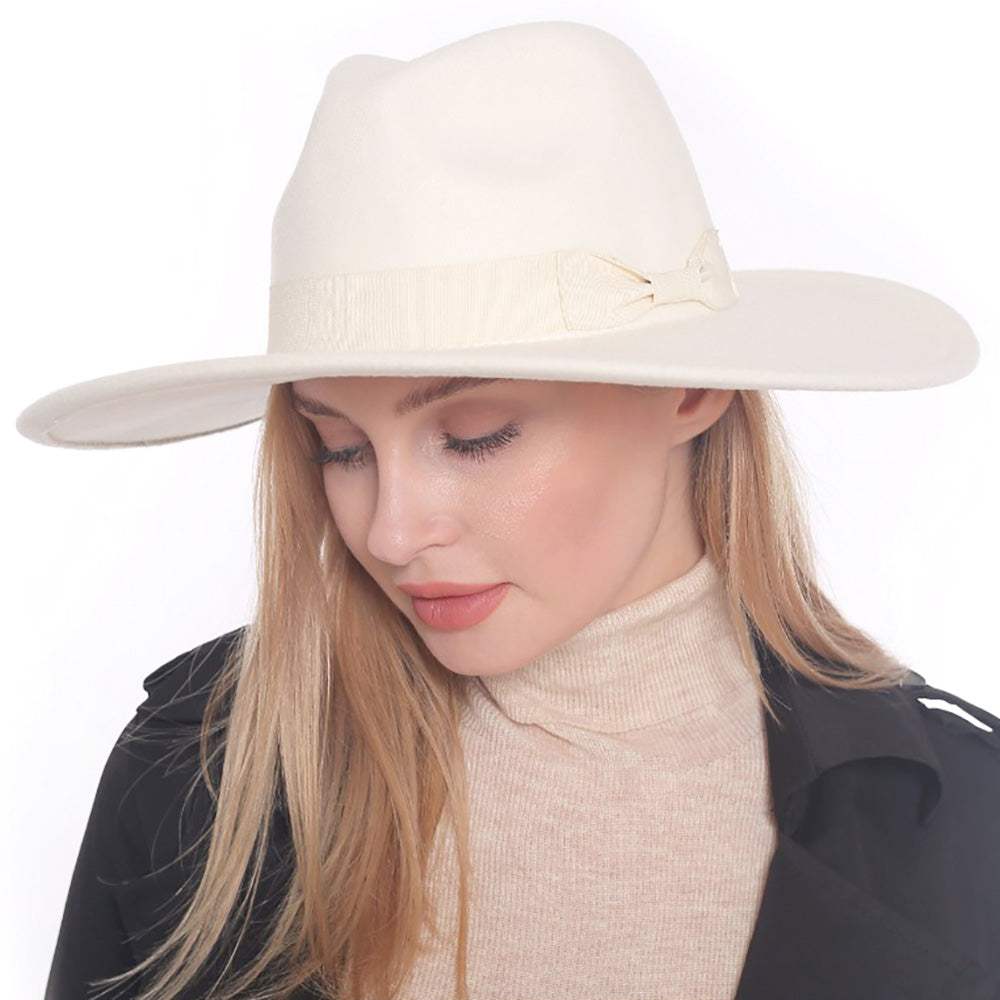 Bow Band Pointed Solid Panama Hat - Madeline Love - Flyclothing LLC