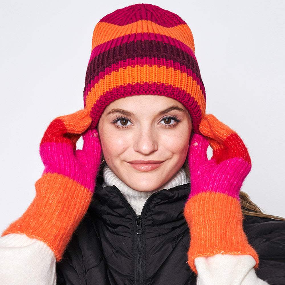 Striped Cuff Beanie Hat - Madeline Love - Flyclothing LLC