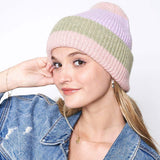 Striped Ribbed Beanie Hat - Madeline Love - Flyclothing LLC