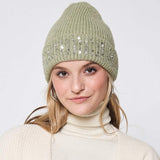 Solid Ribbed Sequin Cuff Beanie Hat - Madeline Love - Flyclothing LLC