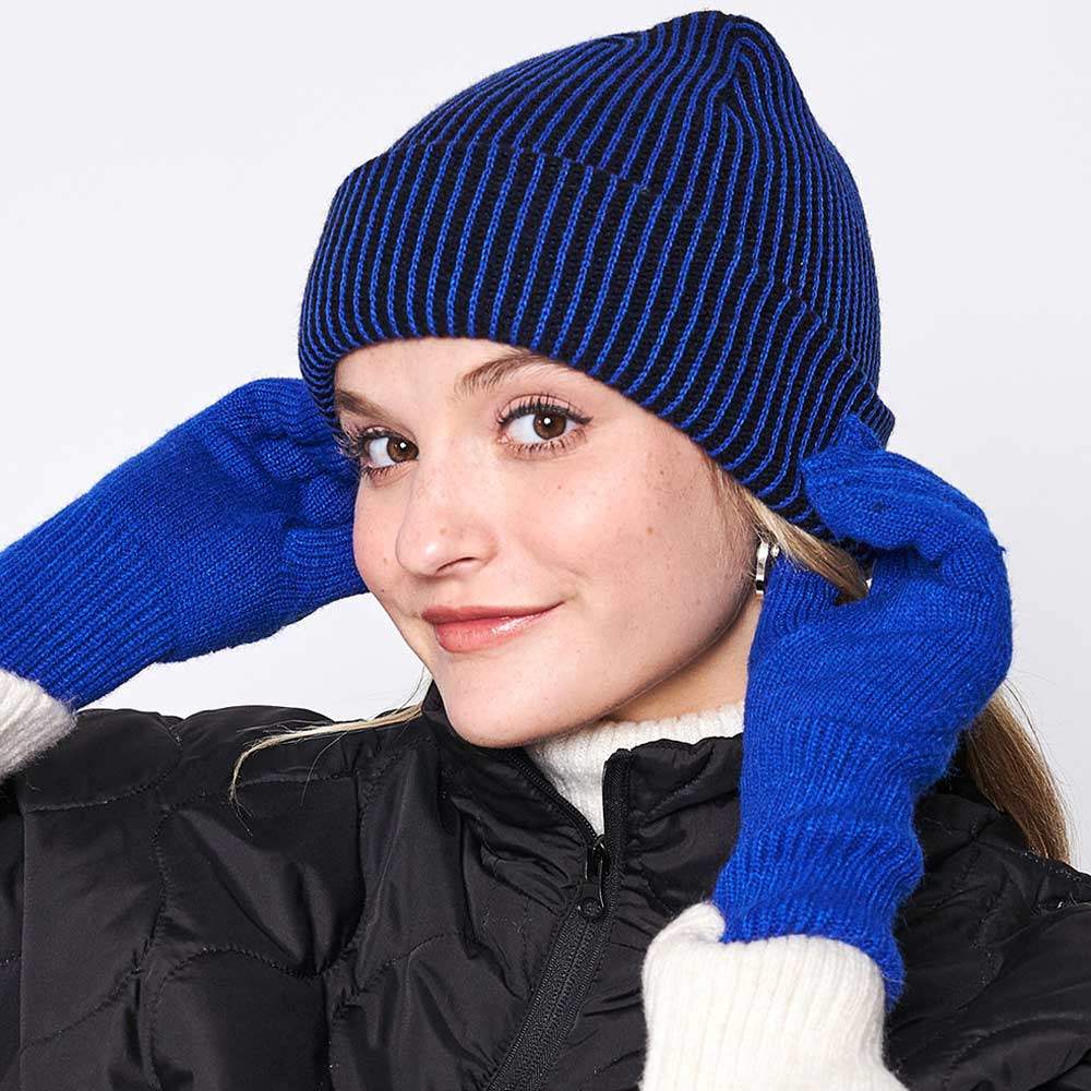 Woven Two Tone Beanie Hat - Madeline Love - Flyclothing LLC
