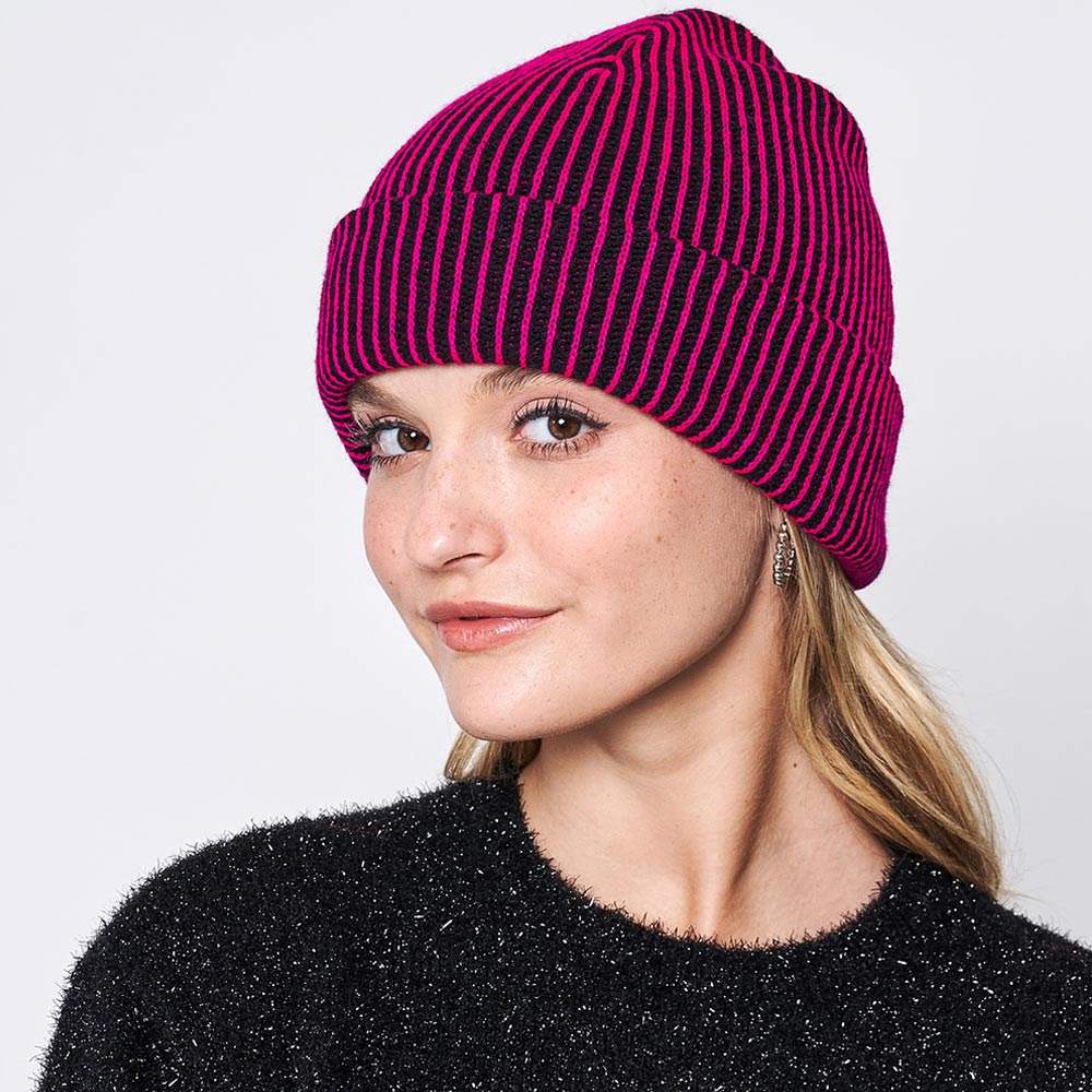 Woven Two Tone Beanie Hat - Madeline Love - Flyclothing LLC