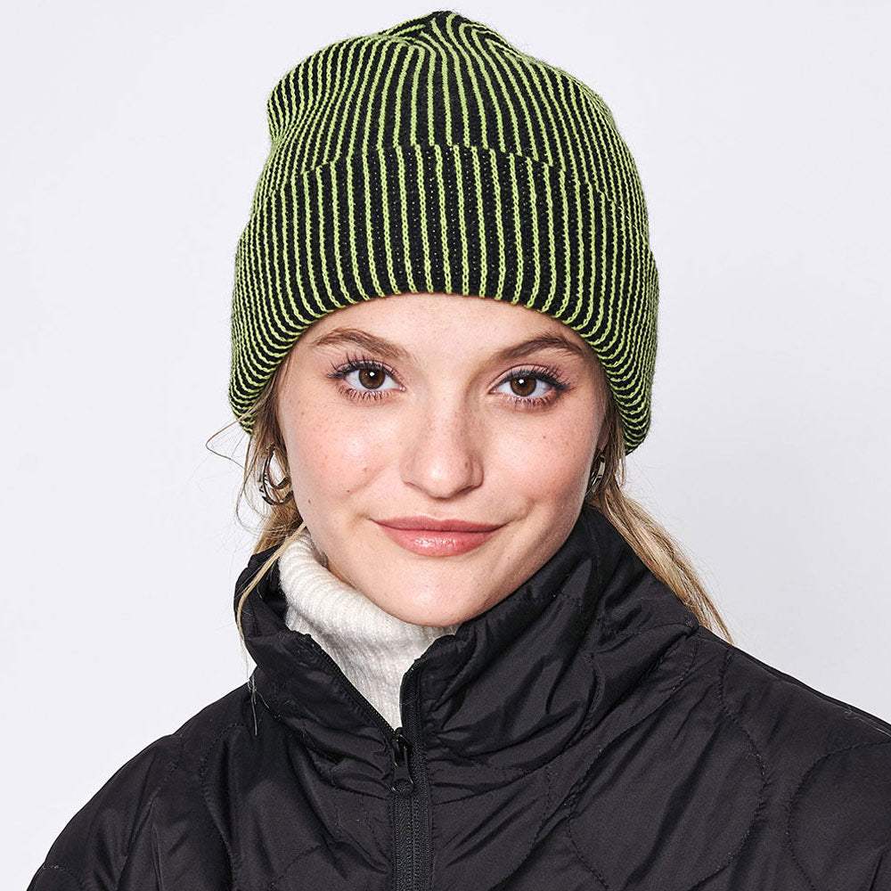 Woven Two Tone Beanie Hat - Madeline Love - Flyclothing LLC