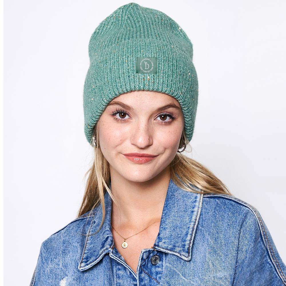 Sequin Embellished Lurex Cuff Beanie Hat - Madeline Love - Flyclothing LLC