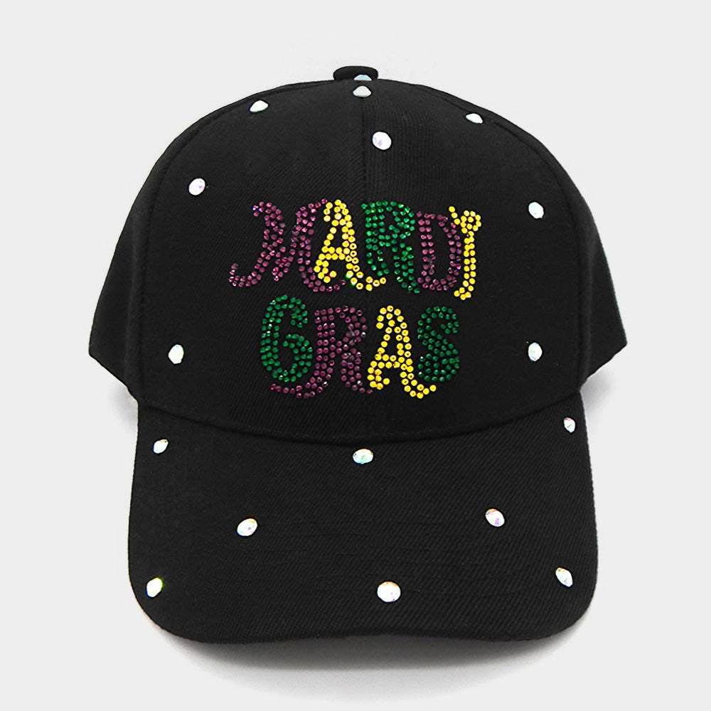 Bling Studded MARDI GRAS Message Accented Baseball Cap - Madeline Love - Flyclothing LLC