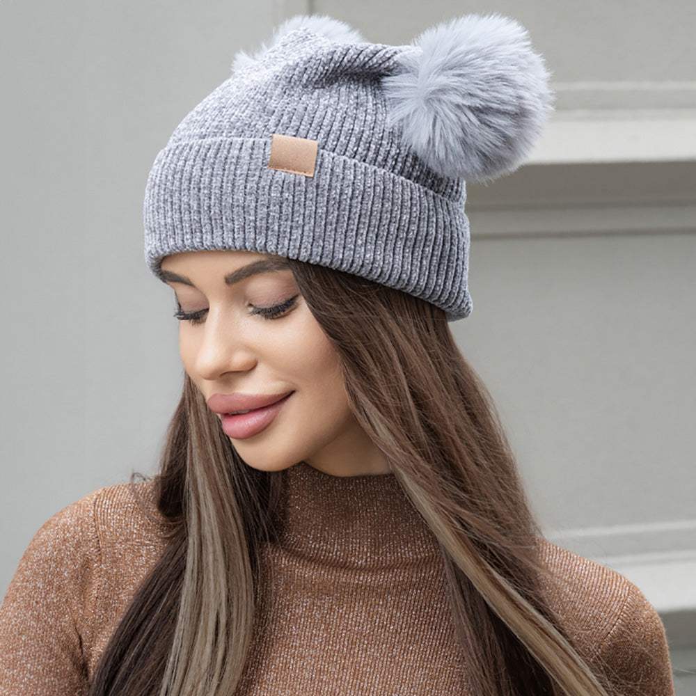 Double Pom Pom Pointed Beanie Hat - Madeline Love - Flyclothing LLC