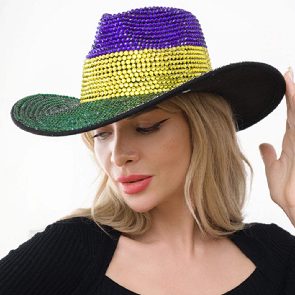 Bling Studded Mardi Gras Western Cowboy Hat - Madeline Love - Flyclothing LLC