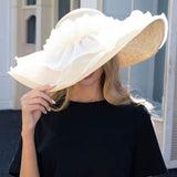Oversized Sheer Floral Cover Wide Brim Straw Sun Hat - Madeline Love - Flyclothing LLC