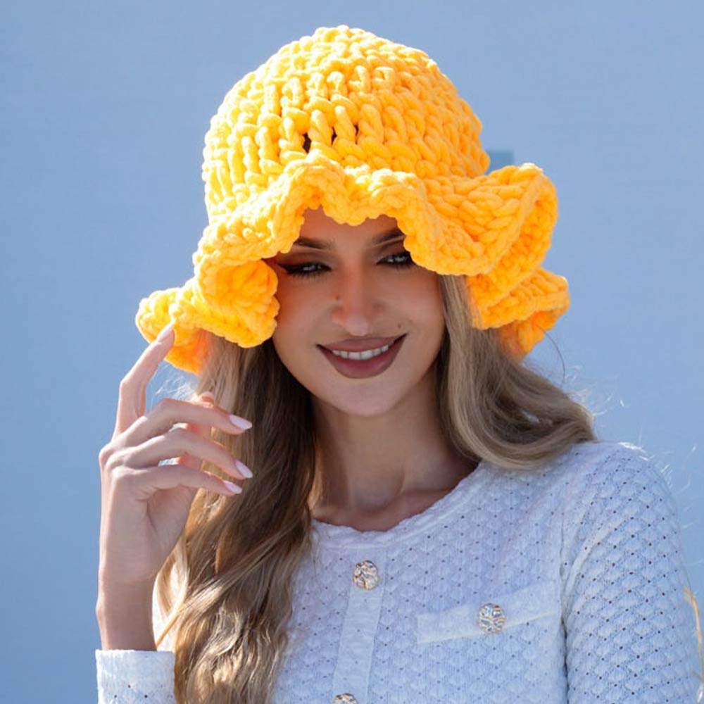 Plain Chunky Crochet Bucket Hat - Madeline Love - Flyclothing LLC