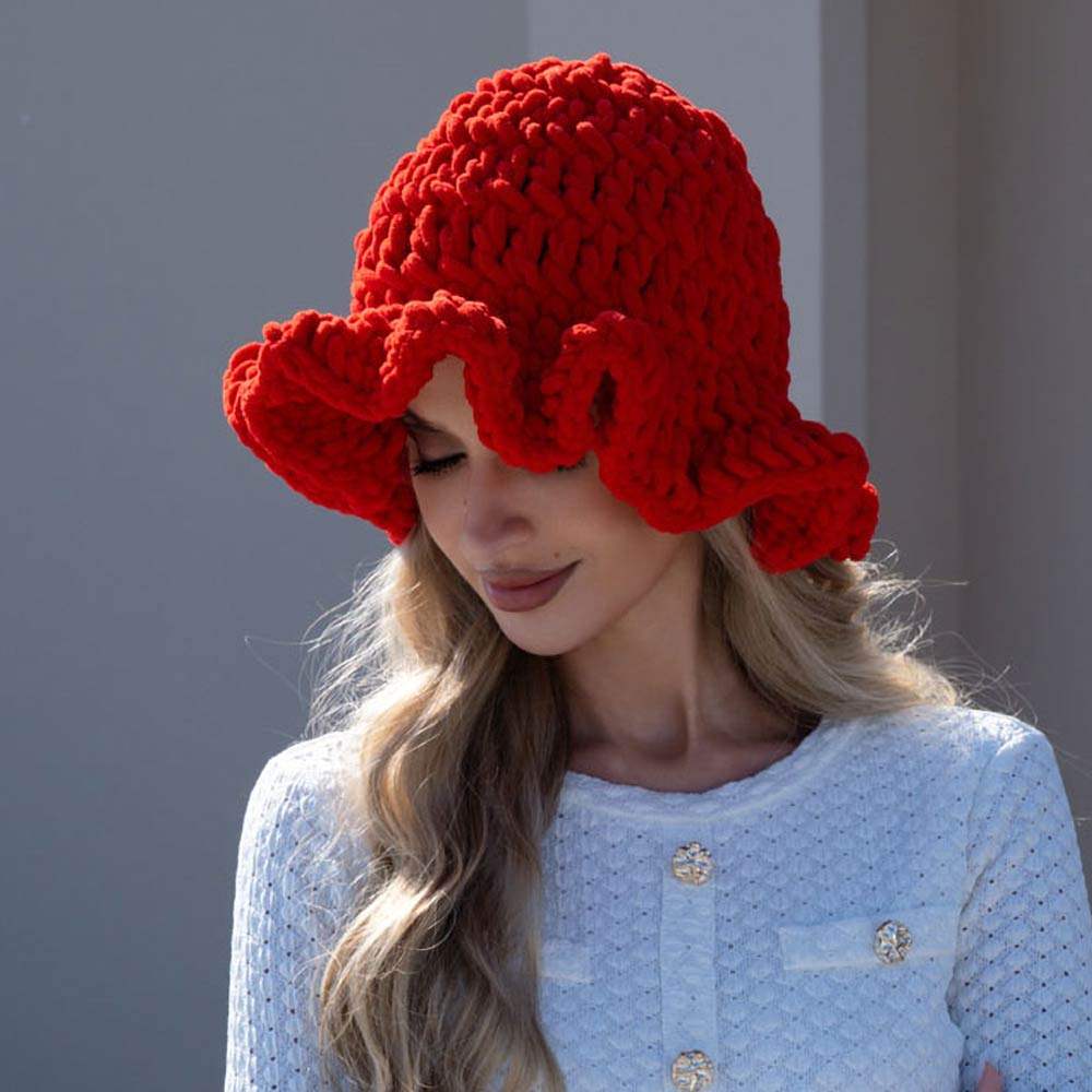 Plain Chunky Crochet Bucket Hat - Madeline Love - Flyclothing LLC
