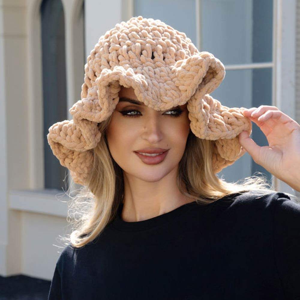 Plain Chunky Crochet Bucket Hat - Madeline Love - Flyclothing LLC
