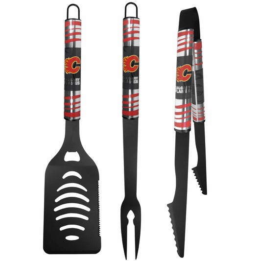 Calgary Flames® 3 pc Black Tailgater BBQ Set - Siskiyou Buckle