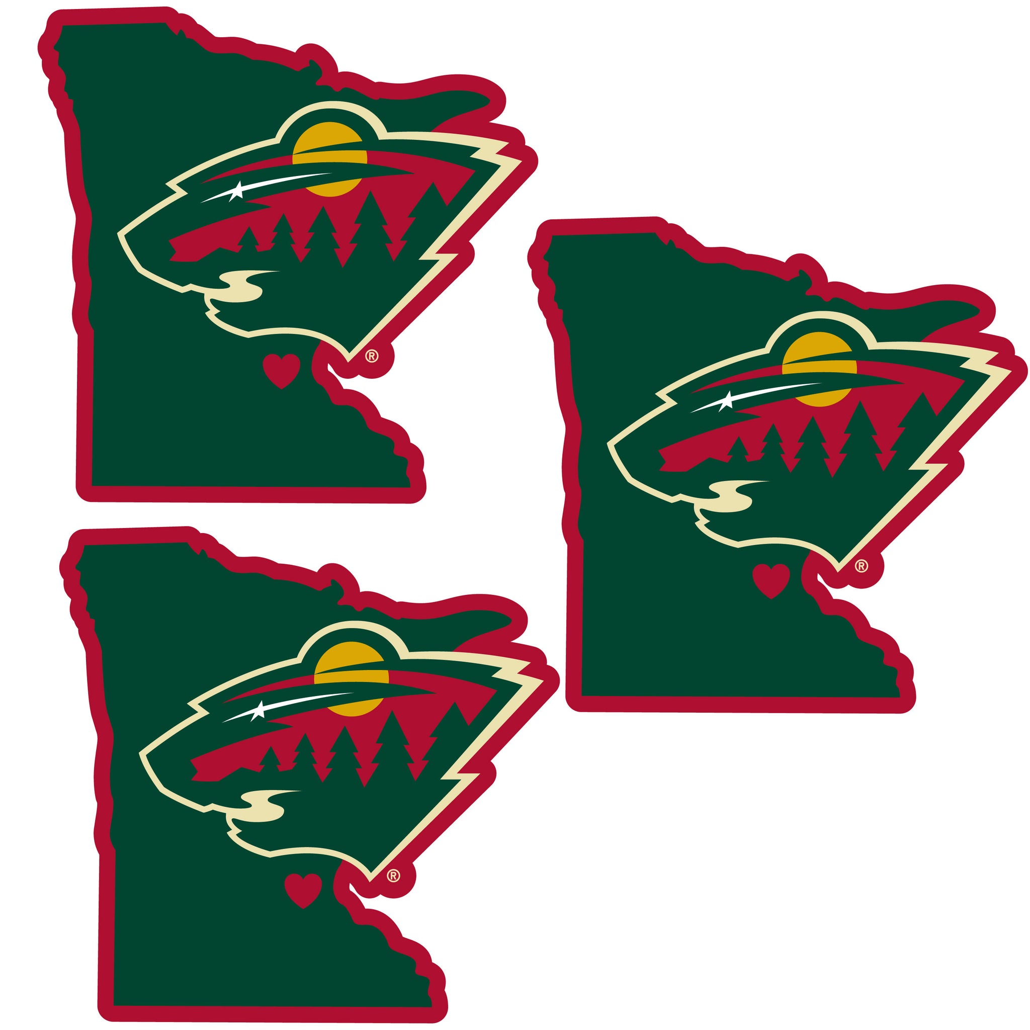 Minnesota Wild® Home State Decal, 3pk