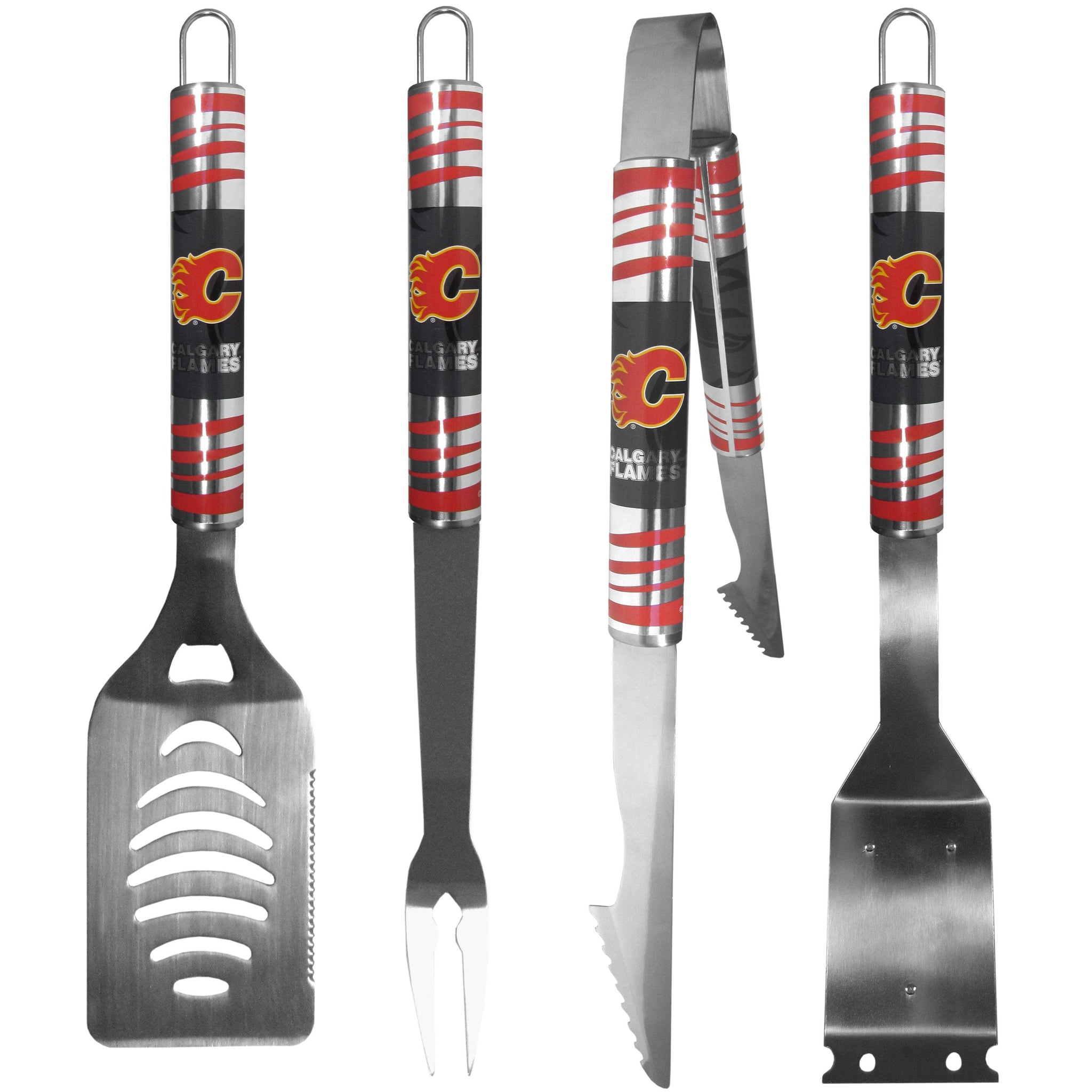 Calgary Flames® 4 pc Steel Grill Tool Set - Siskiyou - Flyclothing LLC