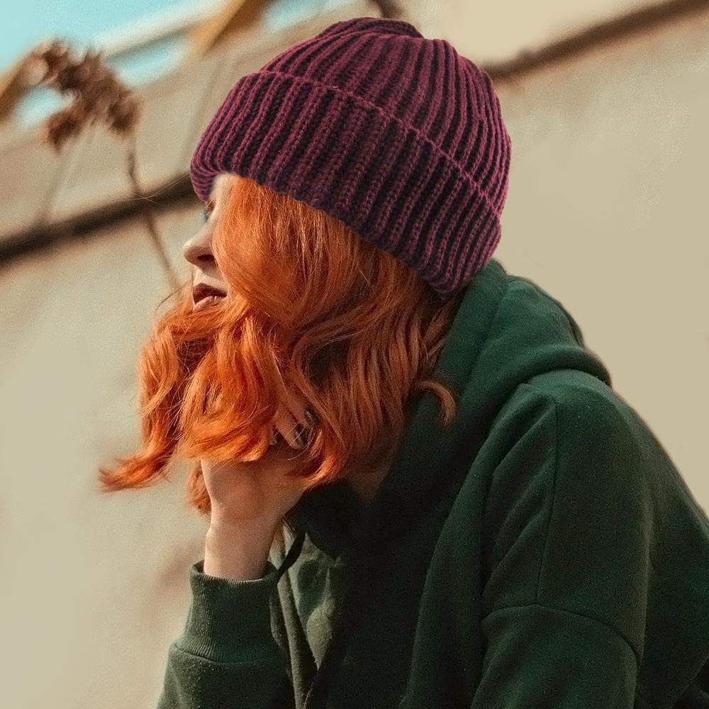 Ribbed Knit Cuffed Beanie Hat - Madeline Love - Flyclothing LLC