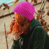 Ribbed Knit Cuffed Beanie Hat - Madeline Love - Flyclothing LLC