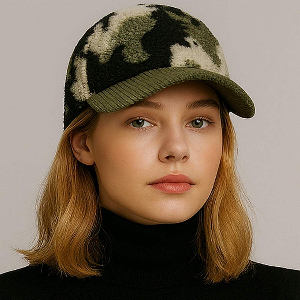 Corduroy Brim Camouflage Print Teddy Bear Baseball Cap - Madeline Love - Flyclothing LLC