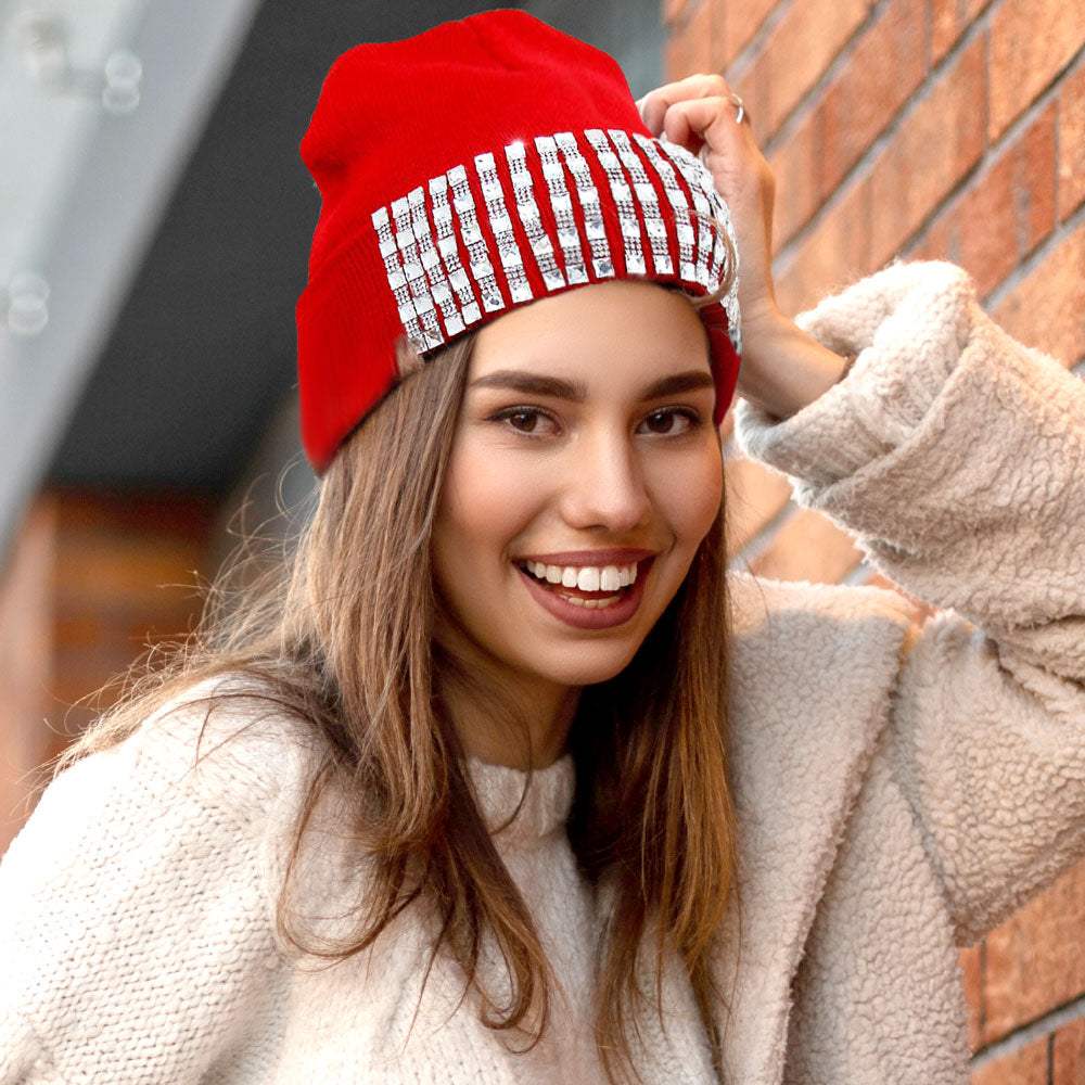 Trellis Blinged Acrylic Beanie Hat - Madeline Love - Flyclothing LLC