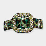 Rhinestone Buckle Leopard Print Resin Hair Barrette - Madeline Love - Flyclothing LLC