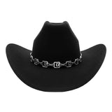 Geometric Metal Chain Accent Western Cowboy Fedora Hat - Madeline Love - Flyclothing LLC