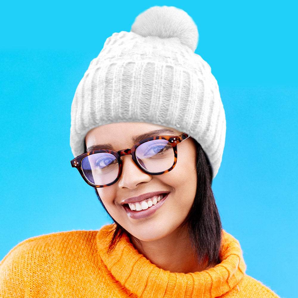 Fleece Lining Solid Knit Faux Fur Pom Pom Beanie Hat - Madeline Love - Flyclothing LLC