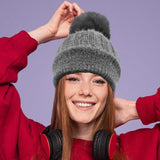 Fleece Lining Pom Pom Beanie Hat - Madeline Love - Flyclothing LLC