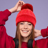 Fleece Lining Pom Pom Beanie Hat - Madeline Love - Flyclothing LLC