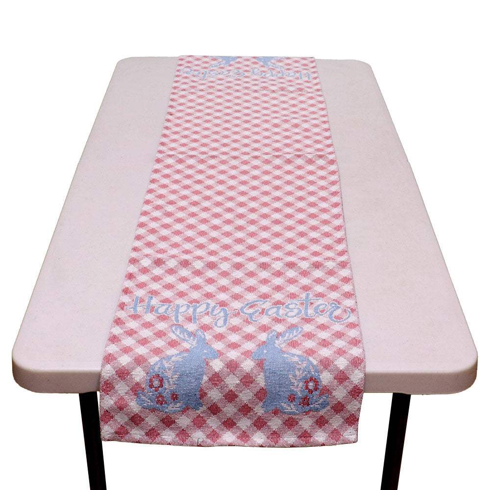 HAPPY EASTER Message Bunny Checkered Table Runner - Madeline Love - Flyclothing LLC