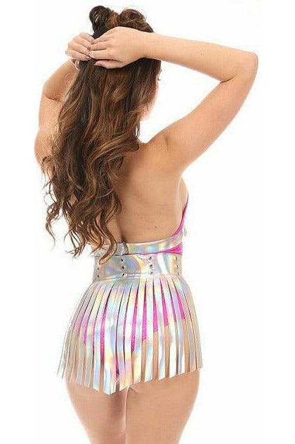 Daisy Corsets Silver Hologram Fringe Mini Skirt - Daisy Corsets - Flyclothing LLC