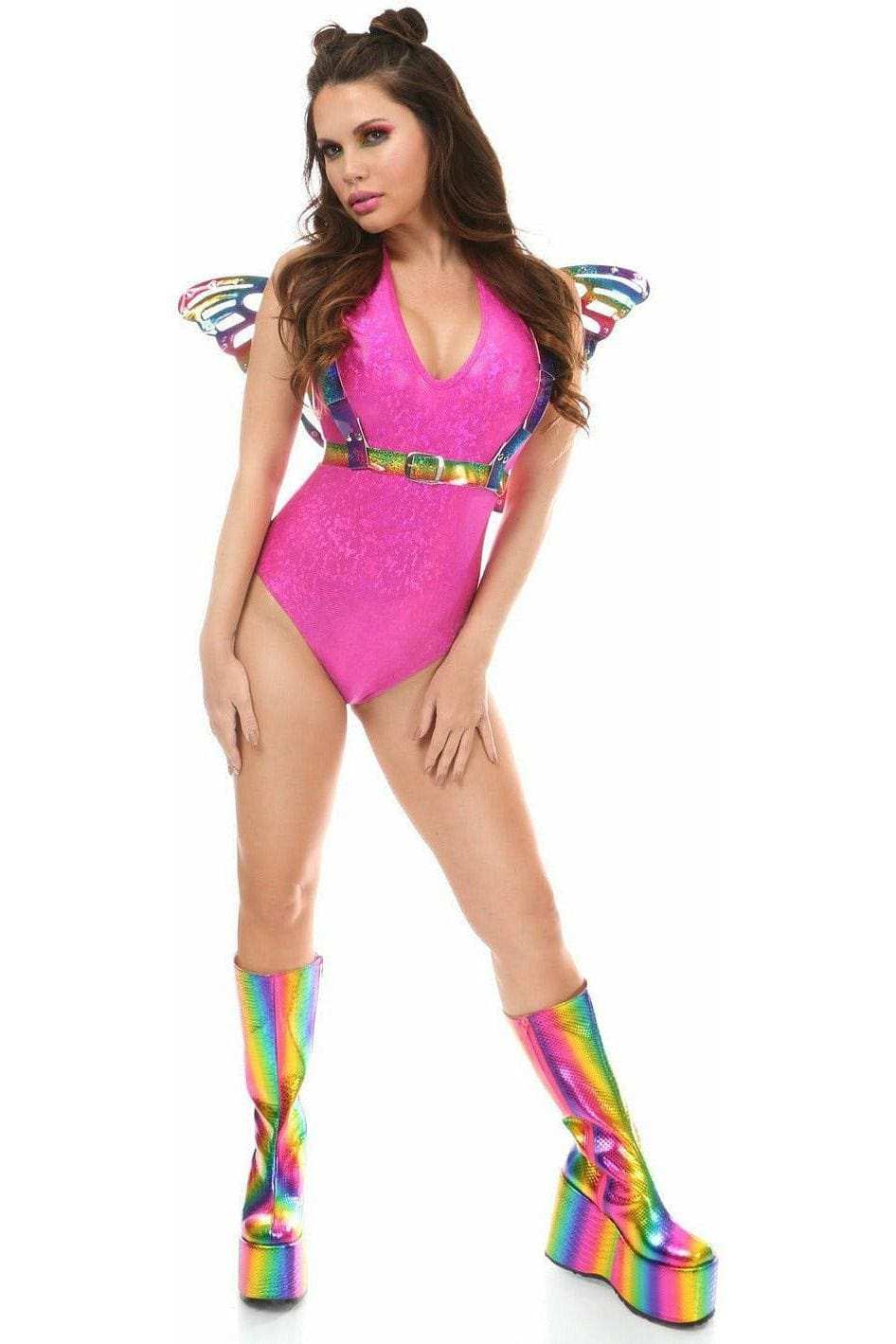 Daisy Corsets Rainbow Glitter PVC Large Butterfly Wing Body Harness - Daisy Corsets - Flyclothing LLC