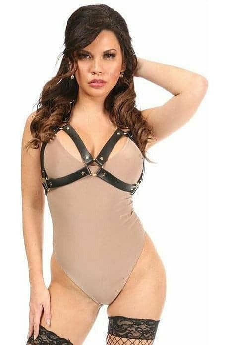 Daisy Corsets Black & Gold Vegan Leather Body Harness - Daisy Corsets
