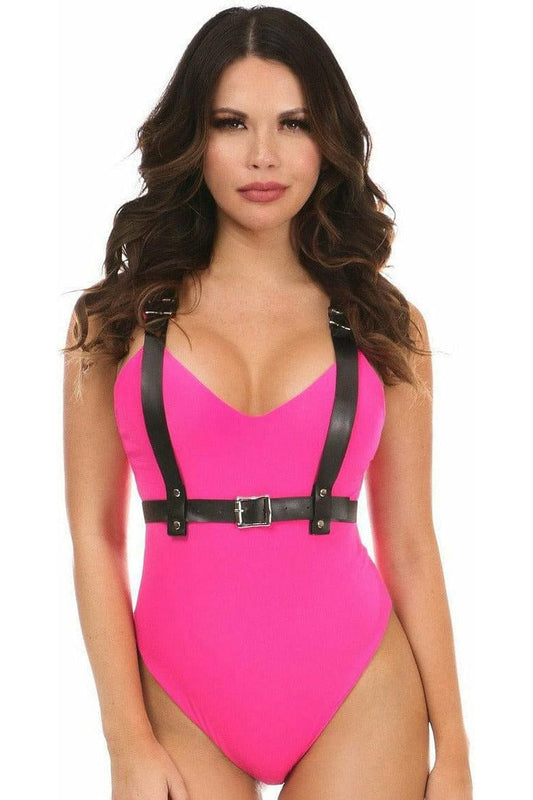 Daisy Corsets Black Vegan Leather Body Harness w/Bow - Daisy Corsets