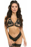 Daisy Corsets Black/Gold  Faux Leather Lace-Up Bra Top - Daisy Corsets