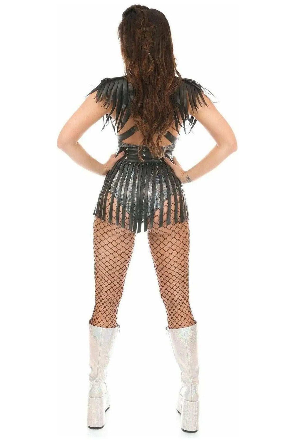 Daisy Corsets Black Vegan Leather Body Harness w/Shoulder Fringe - Daisy Corsets - Flyclothing LLC