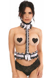Daisy Corsets Kitten Collection White/Black Lace Single Strap Body Harness - Daisy Corsets
