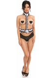 Daisy Corsets Kitten Collection White/Black Lace Single Strap Body Harness - Daisy Corsets