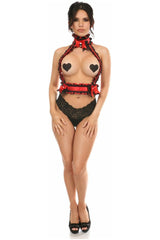 Daisy Corsets Kitten Collection Red/Black Lace Double Strap Body Harness - Daisy Corsets