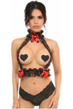 Daisy Corsets Kitten Collection Red Roses Satin Double Strap Body Harness - Daisy Corsets