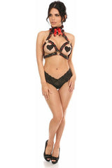 Daisy Corsets Kitten Collection Red Roses Satin Triangle Top Body Harness - Daisy Corsets